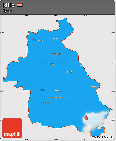Political Simple Map of Idlib, cropped outside