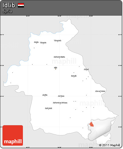 Silver Style Simple Map of Idlib, single color outside