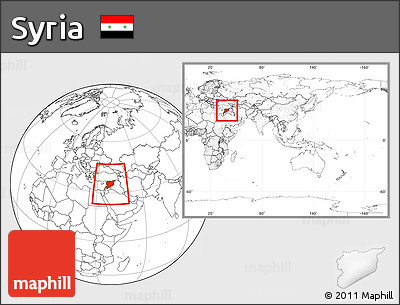 Blank Location Map of Syria, within the entire continent