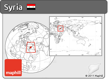 Blank Location Map of Syria, within the entire continent