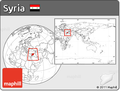 Blank Location Map of Syria, within the entire continent