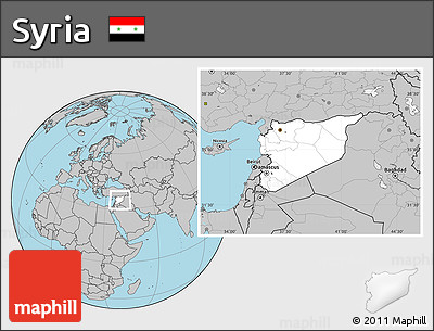 Blank Location Map of Syria, gray outside