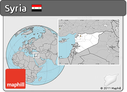 Blank Location Map of Syria, gray outside