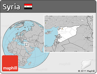 Blank Location Map of Syria, gray outside