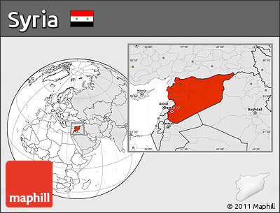 Blank Location Map of Syria, highlighted continent