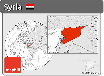 Blank Location Map of Syria, highlighted continent