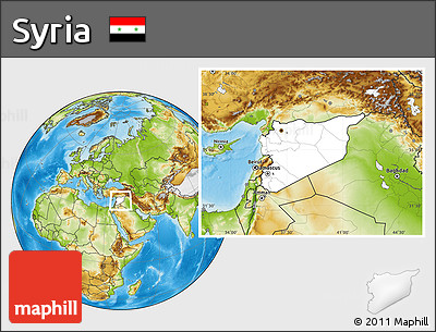 Blank Location Map of Syria, physical outside