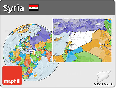 Blank Location Map of Syria, political outside
