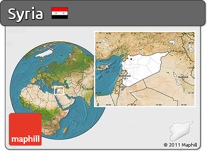 Blank Location Map of Syria, satellite outside