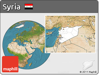 Blank Location Map of Syria, satellite outside