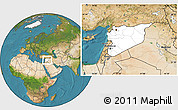 Blank Location Map of Syria, satellite outside
