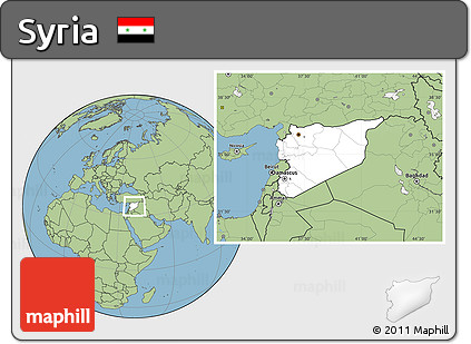 Blank Location Map of Syria, savanna style outside