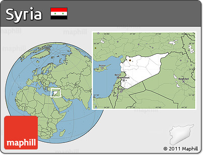 Blank Location Map of Syria, savanna style outside