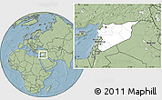 Blank Location Map of Syria, savanna style outside, hill shading outside