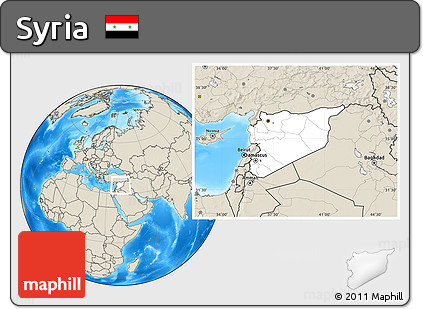 Blank Location Map of Syria, shaded relief outside