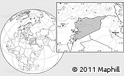 Gray Location Map of Syria, blank outside