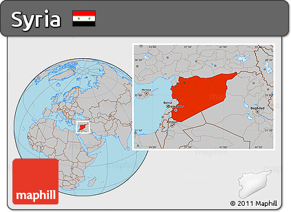 Gray Location Map of Syria
