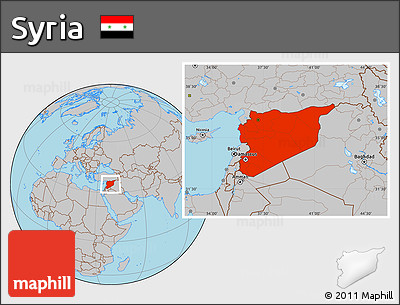 Gray Location Map of Syria