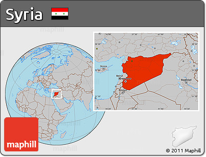 Gray Location Map of Syria