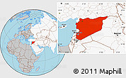 Gray Location Map of Syria, highlighted continent