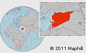 Gray Location Map of Syria, hill shading