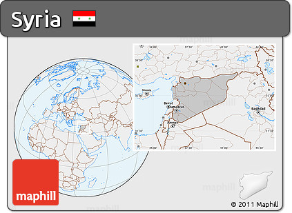 Gray Location Map of Syria, lighten