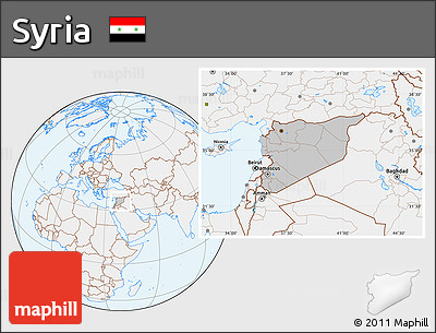 Gray Location Map of Syria, lighten