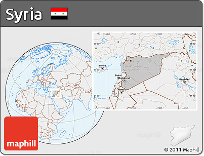 Gray Location Map of Syria, lighten