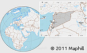 Gray Location Map of Syria, lighten, land only