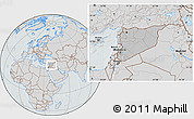 Gray Location Map of Syria, lighten, semi-desaturated, hill shading
