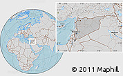 Gray Location Map of Syria, lighten, semi-desaturated, land only, hill shading