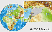 Gray Location Map of Syria, physical outside