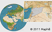 Gray Location Map of Syria, satellite outside