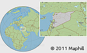 Gray Location Map of Syria, savanna style outside