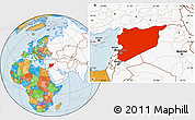 Political Location Map of Syria, highlighted continent