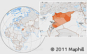 Political Location Map of Syria, lighten, desaturated