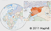 Political Location Map of Syria, lighten, semi-desaturated