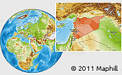 Political Location Map of Syria, physical outside