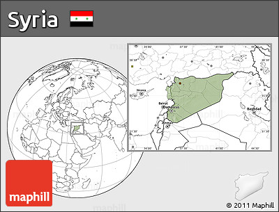 Savanna Style Location Map of Syria, blank outside, hill shading inside