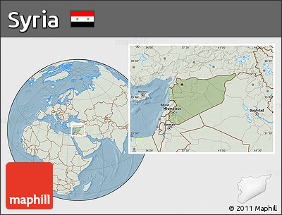 Savanna Style Location Map of Syria, lighten, land only, hill shading