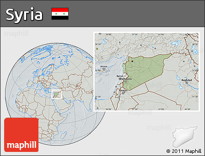 Savanna Style Location Map of Syria, lighten, semi-desaturated, hill shading