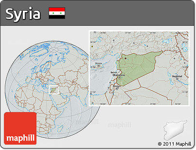 Savanna Style Location Map of Syria, lighten, semi-desaturated, hill shading