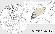 Shaded Relief Location Map of Syria, blank outside