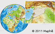 Shaded Relief Location Map of Syria, physical outside