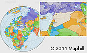 Shaded Relief Location Map of Syria, political outside