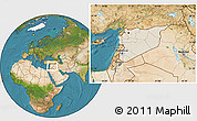 Shaded Relief Location Map of Syria, satellite outside