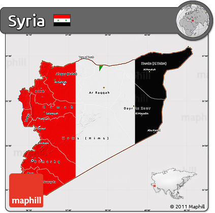 Flag Map of Syria, flag aligned to the middle
