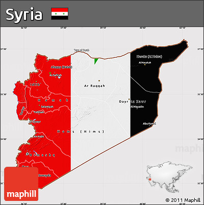 Flag Map of Syria, flag aligned to the middle