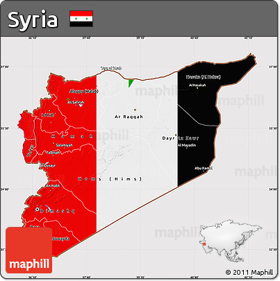 Flag Map of Syria, flag aligned to the middle