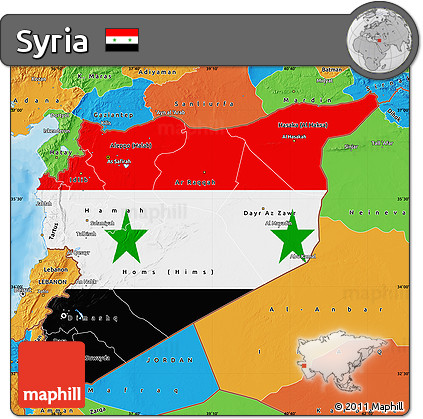 Flag Map of Syria, political outside